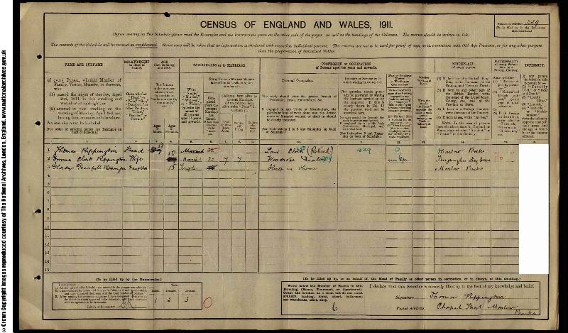 Rippington (Thomas 1852) 1911 Census